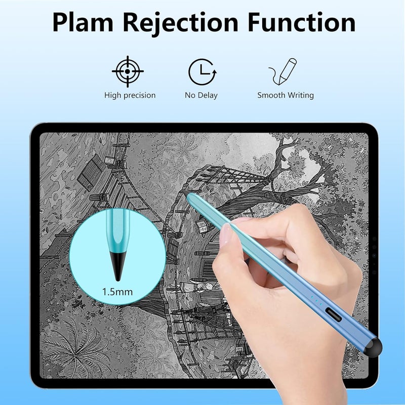 TaIYanG Gradient Color Stylus Pen for iPad 2018-2025 with 5 Extra Tips, Apple Pencil for A16/11th/10th/9th/8th/7th/6th Gen, iPad Pencil Compatible with Pro 11/12.9/13in M4, Air M3/M2/5th/4th/3th Gen, Mini 6/5 - Image 4